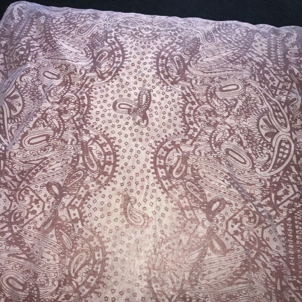 Sheer Scarf White Paisley‎ Print Lightweight Bohemian Wrap Italy